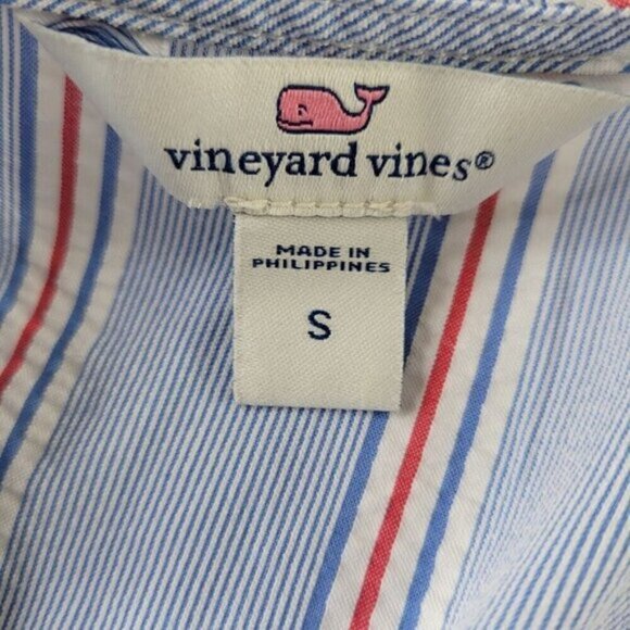 Vineyard Vines Peplum Top Women Size S Nicholls Striped Pullover Back Tie Blouse - Picture 4 of 9